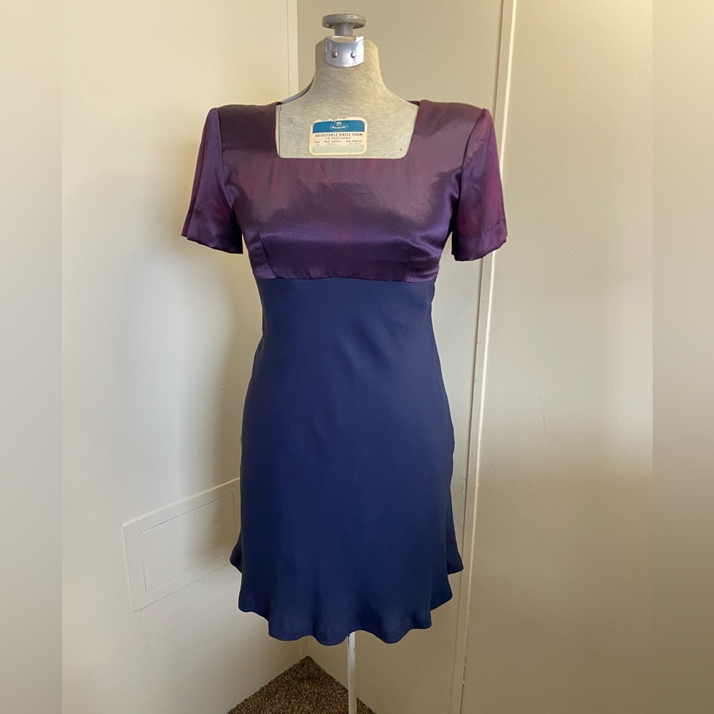 Donna Ricco New York Purple/Navy Short Sleeve Formal Dress Women’s 2 Petite